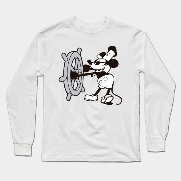 Pirate Steamboat Willie (Front and back) Long Sleeve T-Shirt by Producer